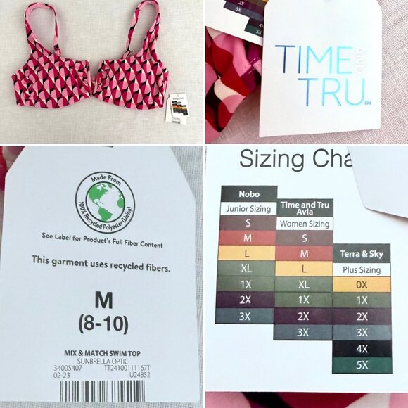 Retro Glam Geometric Pink Bikini Top Vintage Mod Modern Beach Chic Size Medium - Picture 5 of 10